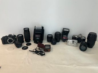Grouping Of Vintage Cameras And Accessories