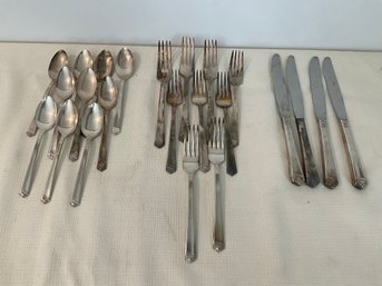 Grouping Of Holmes & Edward Inlaid Silver Flatware