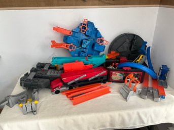Large Grouping Of Hot Wheels - Cars, Tracks And Accessories