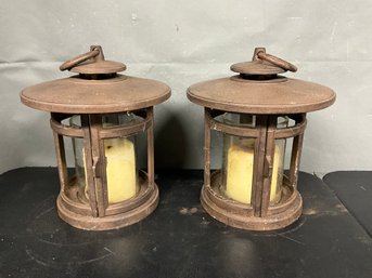 Pair Of Iron Candle Lanterns