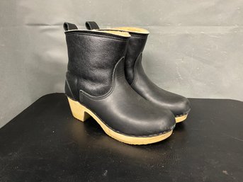 Black Leather No. 6 Shearling Clog Boots
