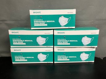 (5) Boxes Of Disposable Medical Face Masks