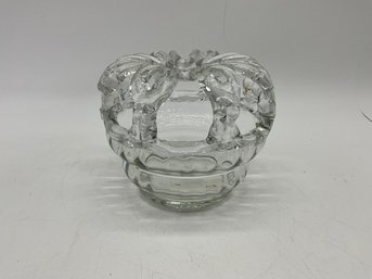 Antique 19th Century Blown Glass Brides Bank Flower Vase Crown