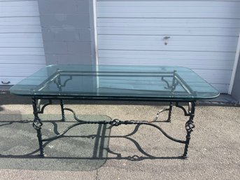 Glass And Wrought Iron Dining Table