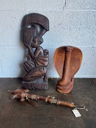 Grouping Of Wood Carved African Decor