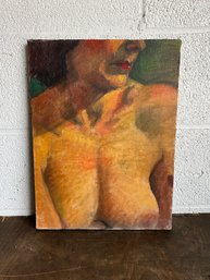 Nude Painting Of A Women's Bust On Canvas