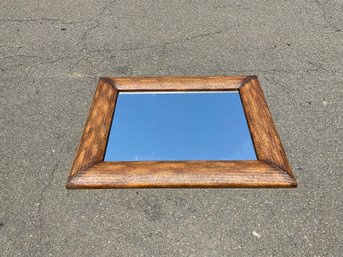 Large Faux Woven Wicker Framed Mirror