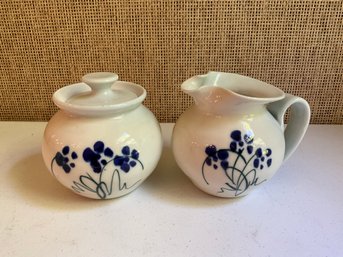 Floral Creamer And Sugar Bowl