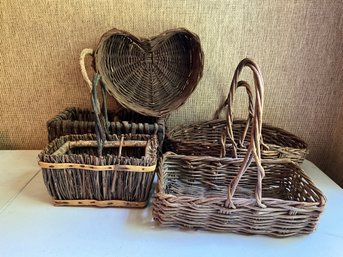 Grouping Of Woven Wicker And Twig Baskets