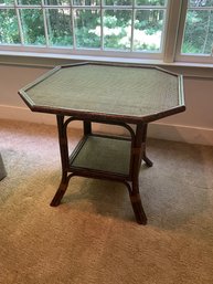 Vintage Faux Bamboo Octagonal Two-Tier Side Table