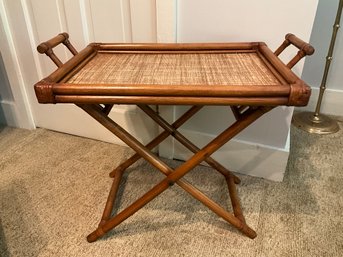 Vintage Bamboo And Rattan Tray Table