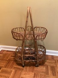 Mid Century Rattan Bar Cart