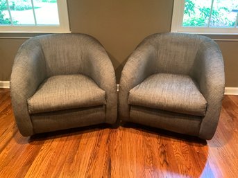 Modern Upholstered Swivel Barrel Chairs