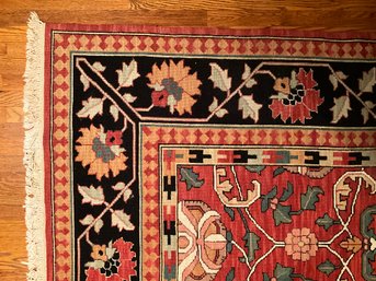 Large Hand Knotted Floral Wool Area Rug