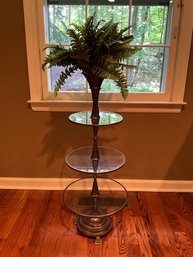 Vintage Brass And Glass Three-tier Table