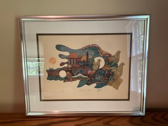 Judaica Artist Amram Ebgi 'Doves Of Peace' Signed Lithograph