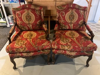 Antique Upholstered Arm Chairs