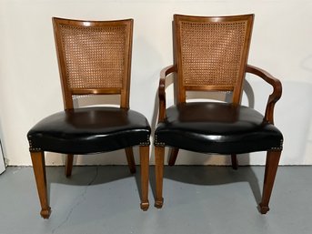 Vintage Cane Arm Chair And Side Chair