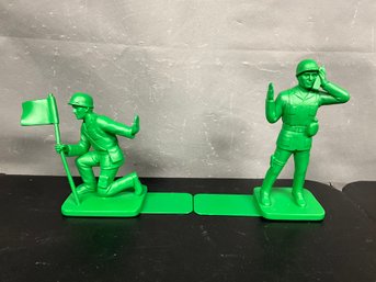 Green Painted Army Men Bookends