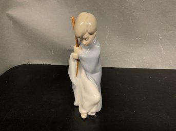 Vintage Lladro Shepherd Boy Holding A Staff