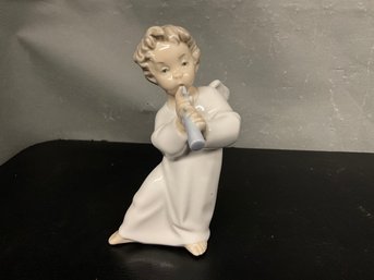 Vintage Lladro Angel With Flute Figurine