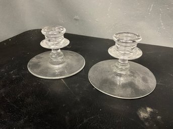 Clear Glass Candlestick Holders