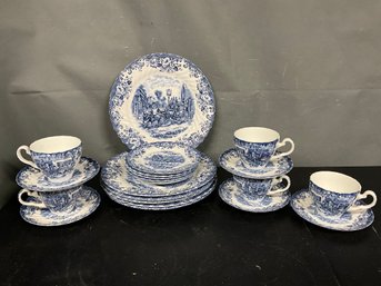 Johnson Bros. England Coaching Scenes Blue And White Ironstone China