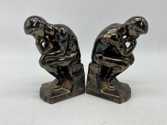 1970s' The Thinker Thinking Man Ceramic Bookends