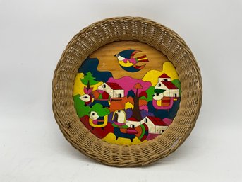 La Palma El Salvador Hand Painted Folk Art Basket