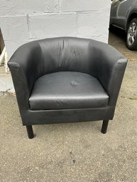 Black Leatherette Barrel Chair