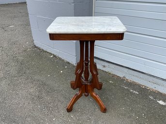 Vintage Eastlake Style Marble Top Side Table