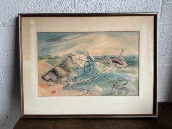 Framed Watercolor Seascape