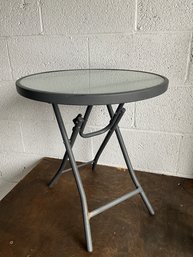 Small Aluminum And Glass Patio Side Table