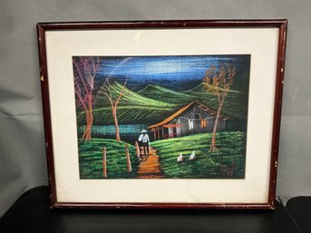 Framed Pastel Farmscene Still Life