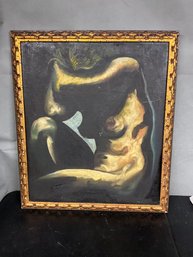 Mid Century Nude Oil Painting On Board