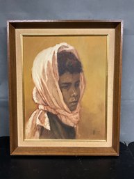 Signed William Weintraub Portrait Of A Young Child Oil On Canvas