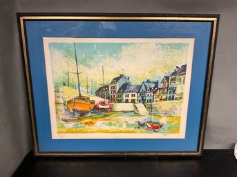 Pierre Jacquot Fishing Village Lithograph