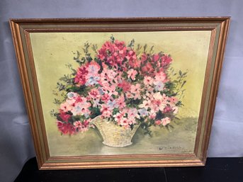 Vintage Floral Still Life Painting On Canvas