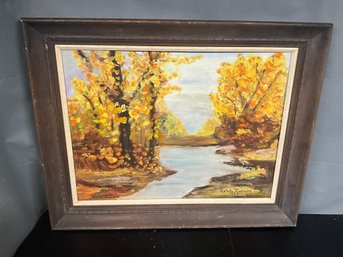 Autumn Landscape Painting On Board