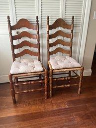 Vintage Ladder Back And Rush Seat Side Chairs