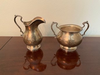 Sterling Silver Creamer And Sugar Bowl