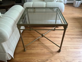 Contemporary Metal And Glass Side Table