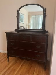 Antique Mahogany Dresser With Mirror