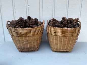 Grouping Of Decorative Pine Cones In Baskets