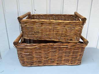 Woven Wicker Baskets With Handles