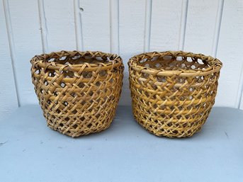 Pair Of Woven Plant Baskets