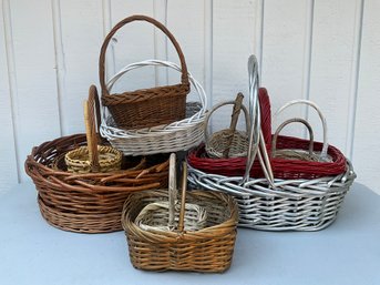 Grouping Of Decorative Woven Wicker Baskets