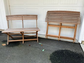 Pair Of Rock Wood Folding Wood Benches