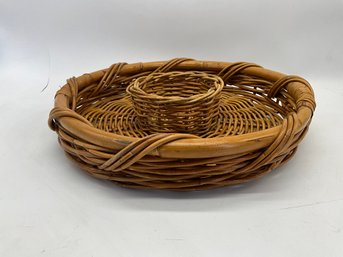 Woven Wicker Chip And Dip Server