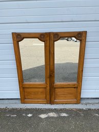 Pair Of Antique Oak Panel Mirrors